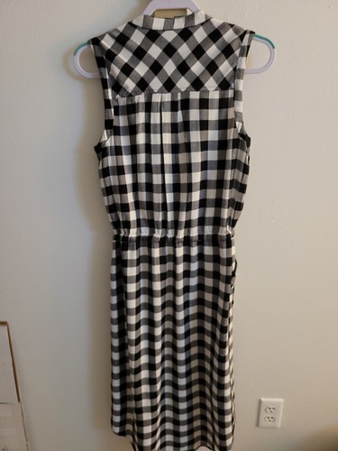 Banana Republic Women Black White Plaid checked Midi Shirt Dress Size 8 Belted. - Picture 3 of 3