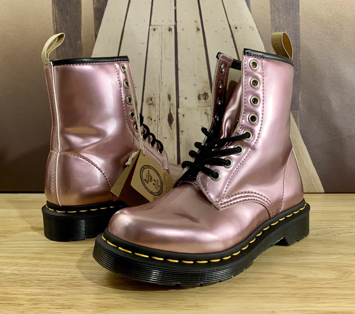 Dr. Martens 1460 Vegan Pink Metallic Goldmix Ankle Boots 25279 Women's Size  5 | eBay