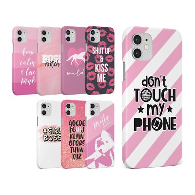 HÜLLE FÜR IPHONE 17 16 15 14 13 12 PRO MAX HART HANDY COVER GIRLY PINK ZITATE