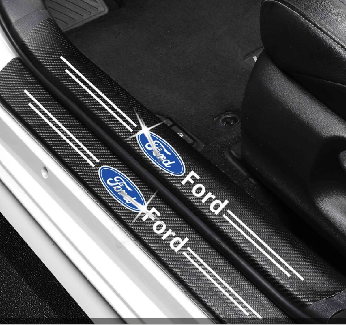 4Pcs Car Door Sill Protector Scuff Cover for Ford New Model