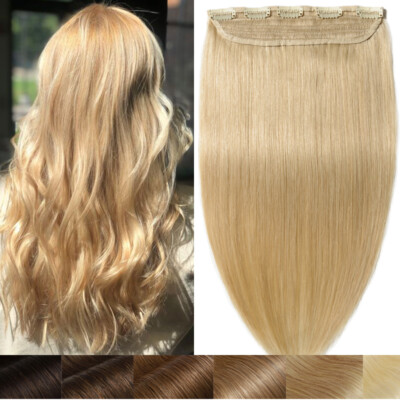 100% THICK One Piece Clip In Real Remy Human Hair Extensions Full Head Blonde 8A