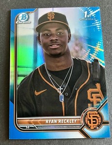 2022 Bowman Chrome 1st - Ryan Reckley #BcP-163 Blue Refractor /150 - Giants