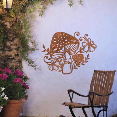 Pilz Garten Wand Kunstdekor - Metall Pilz und Blumen Design - einzigartiges Geschenk