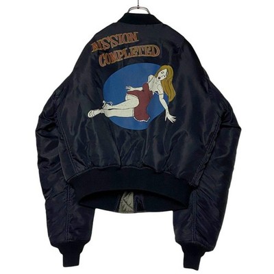 ジャケット・アウター AVIREX MA-1 flight bomber jacket black Avirex Black Flight Bomber Jacket Large Military Outdoors NYC