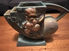 ROSEVILLE POTTERY 182-5 Light Blue MAGNOLIA FLOWER PLANTER VASE 1943 Deco