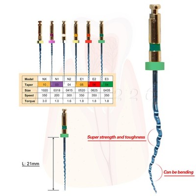Dental Lab Heat Activated Niti Endodontic Root Canal Files Engine NX-E3 21-25mm
