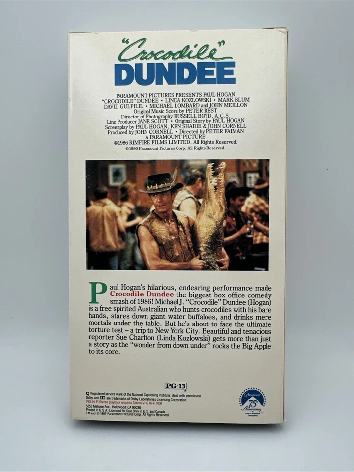 Crocodile Dundee VHS tape 1987 Paul Hogan Linda Kozlowski - Image 2 of 4