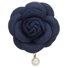 Camellia Flower Brooches, Vintage Fabric Flower Brooches Artificial Pearl Ele...