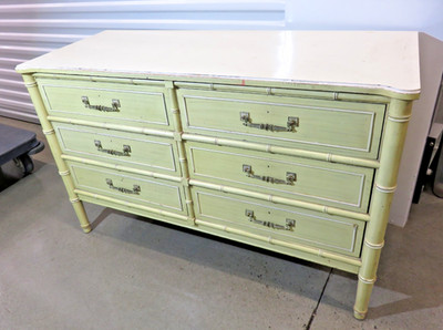 Henry Link Bali Hai Faux Bamboo Dresser Coastal Hollywood Regency 6 drawer 1970s