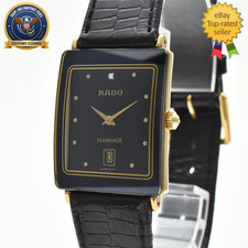 Vintage  [N MINT] RADO FLORENCE 160.3605.2N Qz Date 24mm Black Dial Unisex Watch