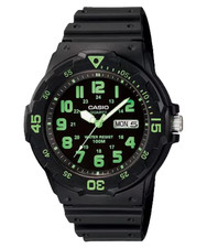 Casio MRW-200H-3BV Analog Watch 100M WR Day Date Green Dial Sport Dive Men