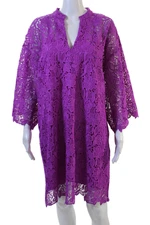 Trina Turk Womens Purple Floral Kaftan V-Neck Dress Size XL