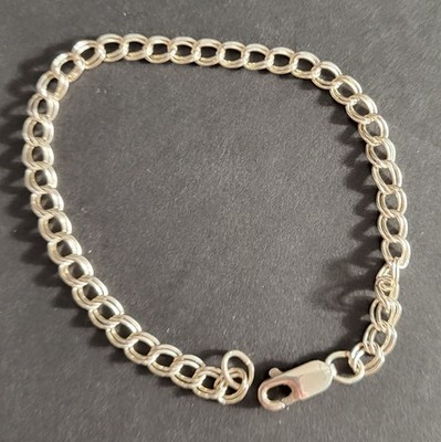 Sterling Silver Double Cable Chain Link Bracelet For Charms 925 6.5 
