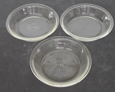 3 Vintage PYREX 6" Mini Pie Pans 206 Smooth Edge Clear Tart Plate USA