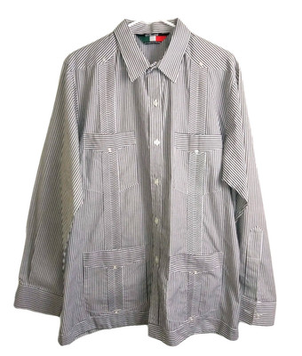 D'Accord Men's Striped Long Sleeve Shirt Gray White Size XXL