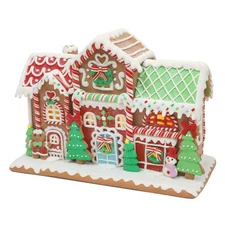 14 Inch Gingerbread House Decoration, Battery-Operated Light-Up Two Floor Gin...