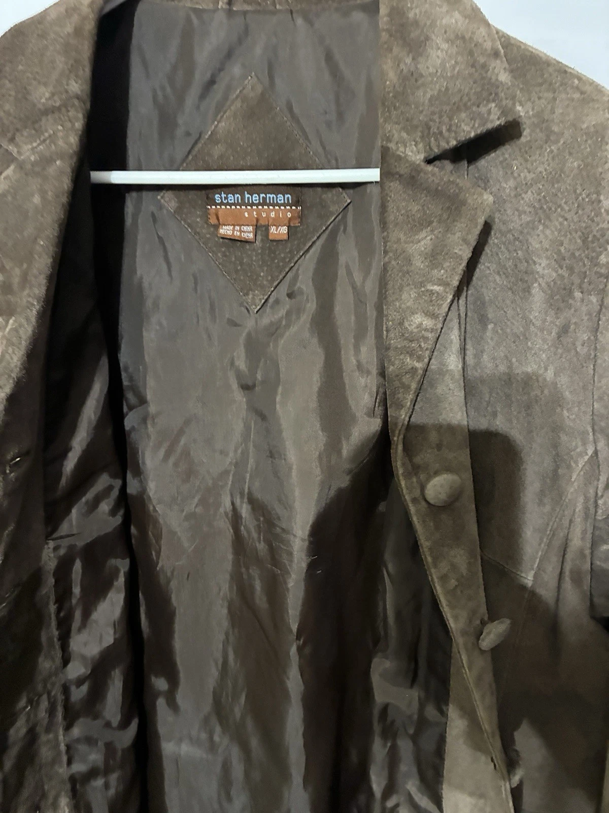 Stan Herman Studio Men's Brown Suede Leather Button Front Lined Jacket XL - product detail image 17