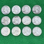 Washington Silver Quarter Lot of 12 - 90% Silver - Good Date Variety 👀!