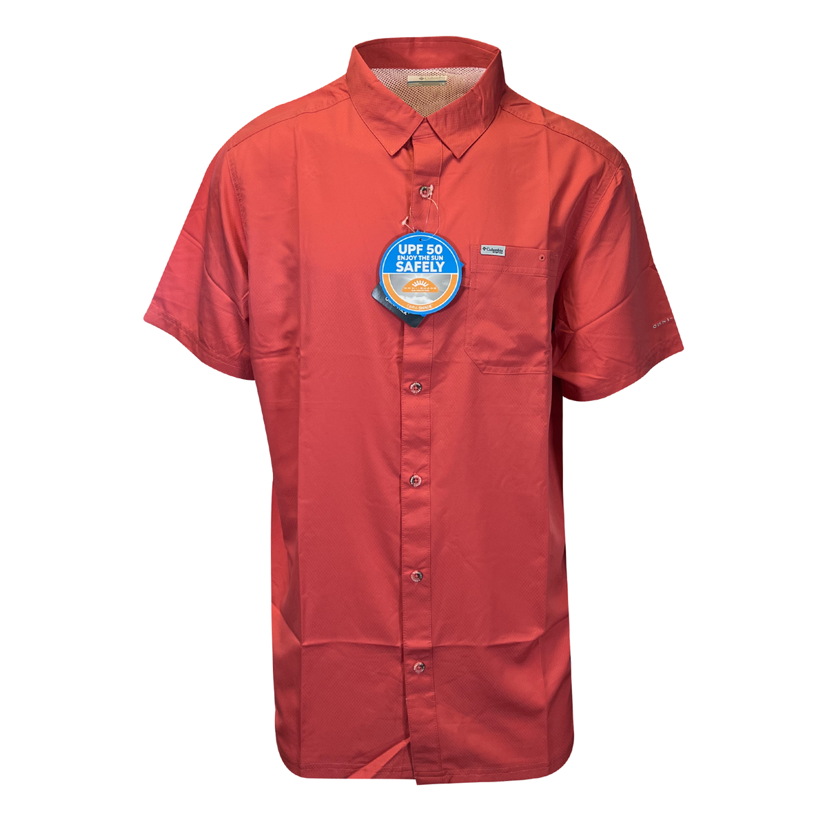 Chemise Columbia Homme Corail - Taille L, Manches Courtes, Pêche/extérieur, Occasion (petit Défaut)