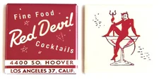 Red Devil Cocktails FRIDGE MAGNET Set matchbook sign Los Angeles California