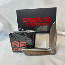 Enrique Pena X Series Old Mula Brown Knife Thumbstud Canvas Micarta Inlay In Box