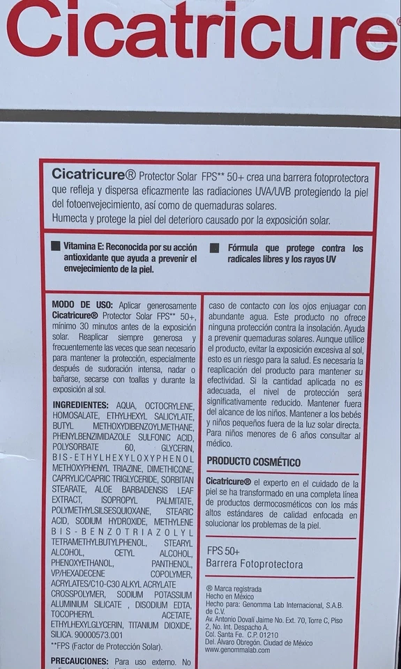 Cicatricure Pantalla Solar FPS 50+ Cicatricure Vitamina E Humecta Y Protege Foto 4 de 4
