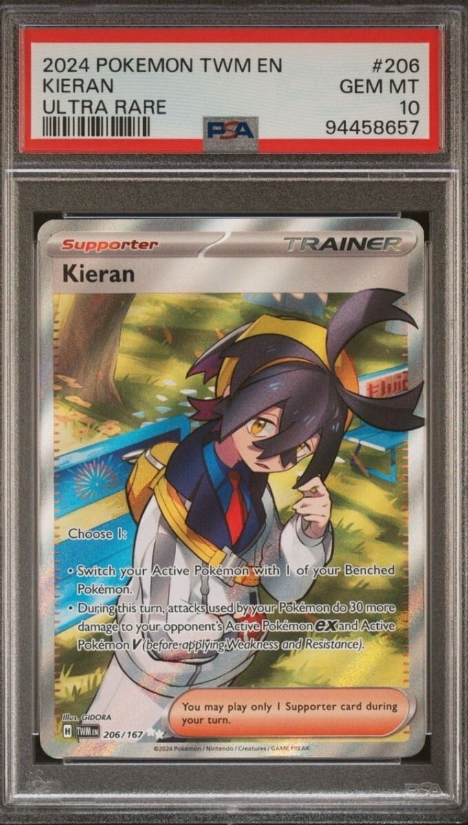 PSA 10 Pokemon Card Kieran 206/167 Twilight Masquerade Ultra Rare 