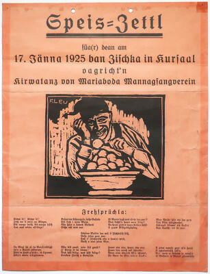 Speis-Zettl, 1925, Marienbad, Zischka im Kursaal, Kirwatanz..Mannagsangverein 