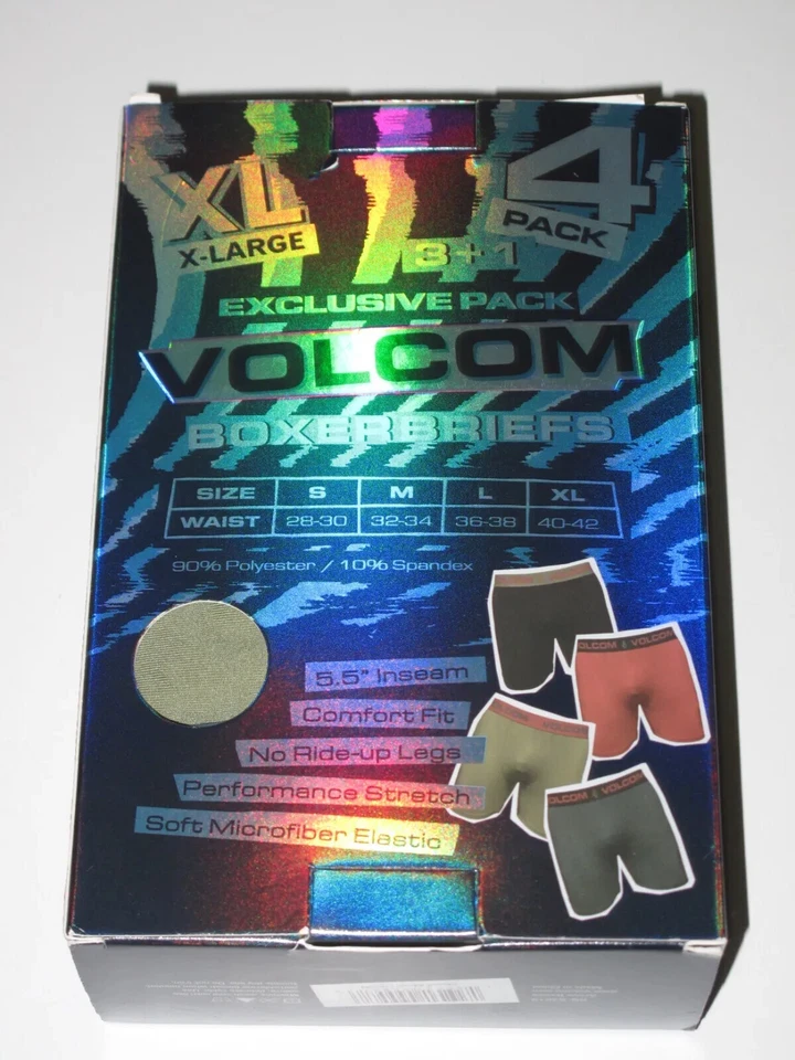 VOLCOM Men's 4 Pack Microfiber Boxer Briefs 5.5" Inseam NO Ride-Up Legs NWT - Image 2 of 4