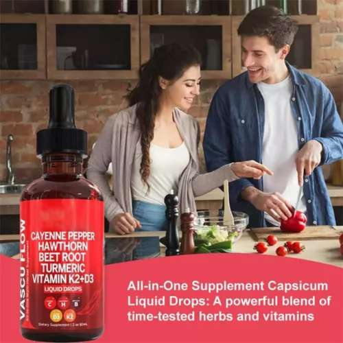 Cayenne Pepper Hawthorn Beet Root Turmeric Vitamin K2+D3 Liquid Drops 60ML - Picture 13 of 17