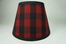 Country Primitive Black Red Buffalo Check Homespun Fabric Lampshade Lamp Shade