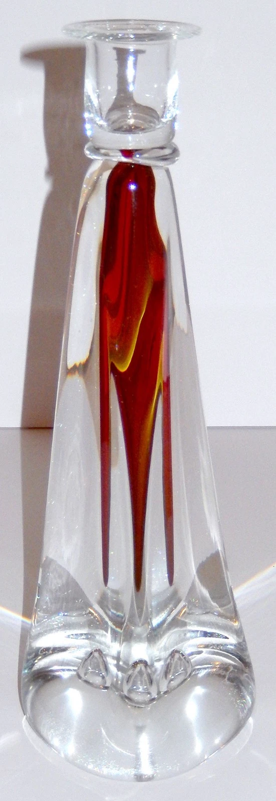 ADAM JABLONSKI Art Glass CANDLEHOLDER CANDLESTICK   11 inch tall