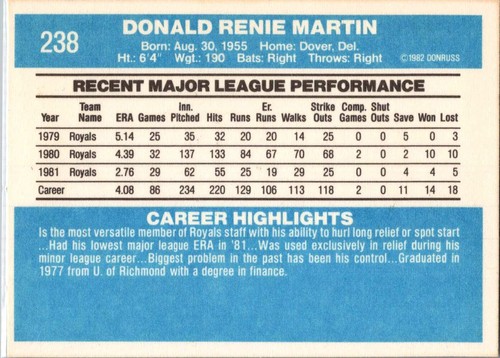 1982 Donruss Semi-Star & Commons #200-299 - Picture 90 of 192