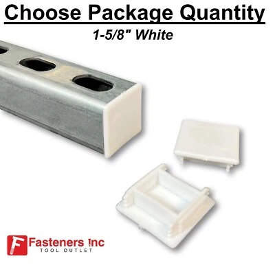 FASTENERS INC. PVC Style Plastic WHITE End Caps Unistrut Channel 1-5/8'' X 1-5/8'' #EC-2W