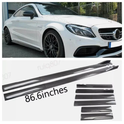 For Mercedes Benz 86.6" Carbon Style Side Skirts Rocker Panel Kits US STOCK - Image 1 of 4