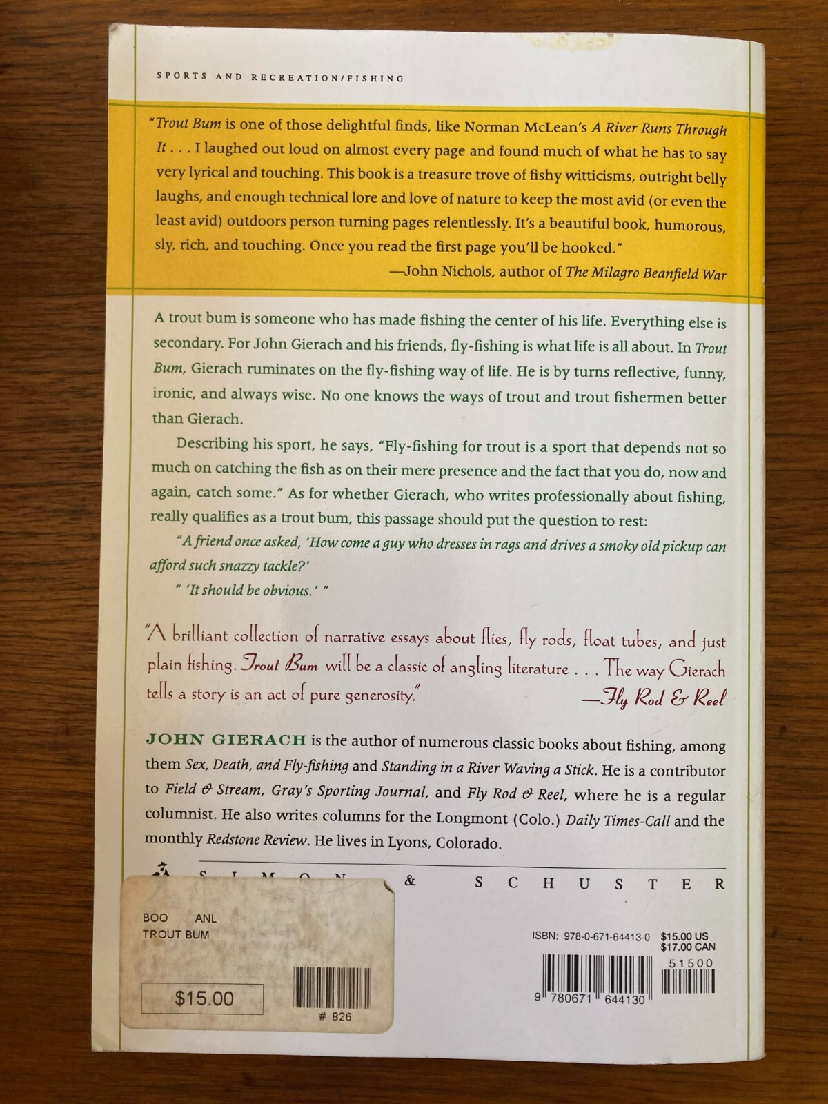 SIGNED Trout Bum John Gierach fishing outdoors flyfishing fisherman