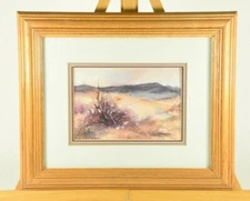 Watercolor Mountain Landscape Painting Framed Original Art Signed by Glenna Snow