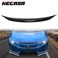 Gloss Black Front Bumper Hood Upper Trim Nose Cover For Honda Civic 2016-2021