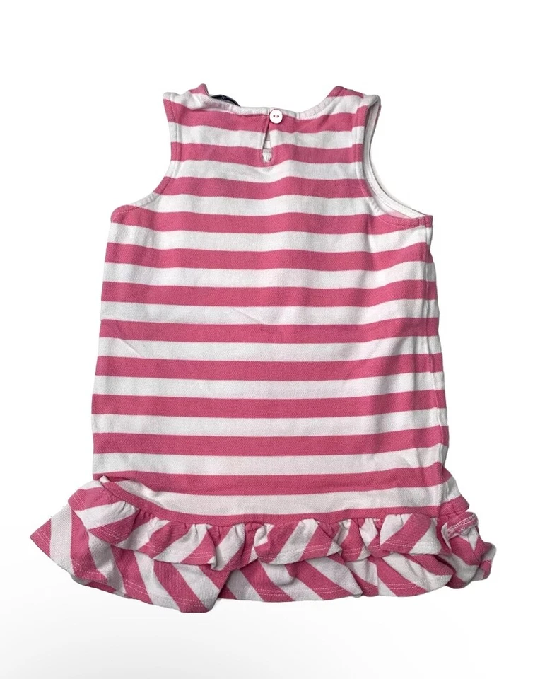 Hartstrings Tank Top Girls 5 Pink White Striped Floral Cotton - Image 2 of 4