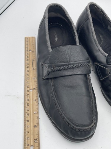 Thom McAn Moccasin Loafers Men's Sz 8W Black Leather Round Toe Slip-On Shoes - Picture 7 of 7