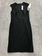 Ann Taylor Shift Dress Womens 4 Black Back Zip Sleeveless Pleated V Neck New