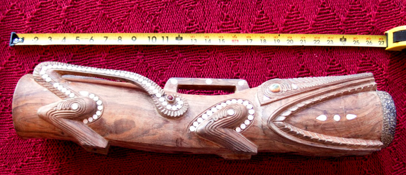 Kundu drum, crocodile motif, Trobriand Islands, Papua New Guinea 26" long