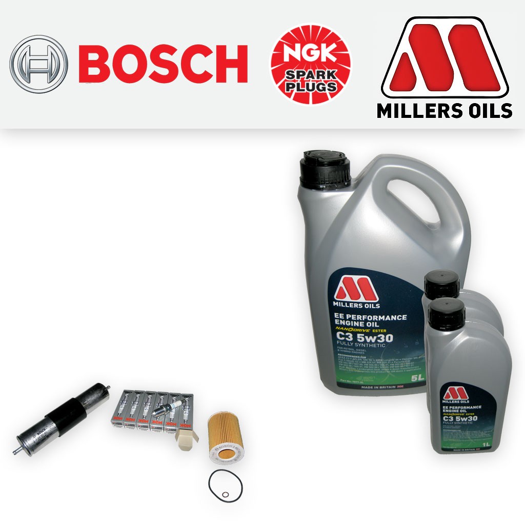 SERVICE KIT for BMW Z3 2.0 OIL FUEL FILTERS SPARK PLUGS +5w30 EE OIL (1999-2000)