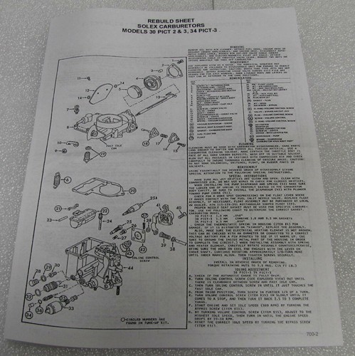 Radke Carb Rebuild Kit, Fits VW BUG / BEETLE 28/30/34 pict-3 Solex 113-198-575U - Picture 3 of 3