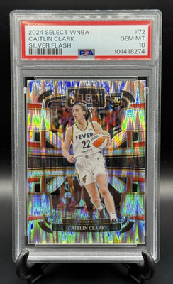 #ad 2024 Select WNBA Caitlin Clark Silver Flash Prizm SP RC #72 PSA 10 Gem Mint $319.99