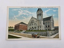 Library & Commencement Hall UNIVERSITY of WV Morgantown Antique 1910 Postcard
