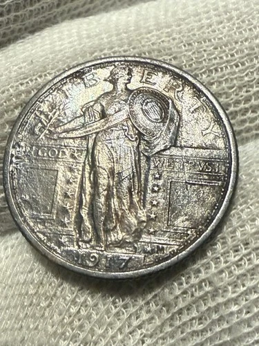 1917 standing liberty quarter, no stars under eagle High Grade AU + Original