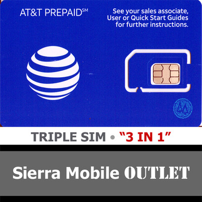 AT&T PREPAID TRIPLE SIM CARD ''3 IN 1''  NANO 4FF 4G 5G LTE GSM   ATT NEW
