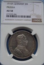 Preußen 1914 A 3 Mark AU 58