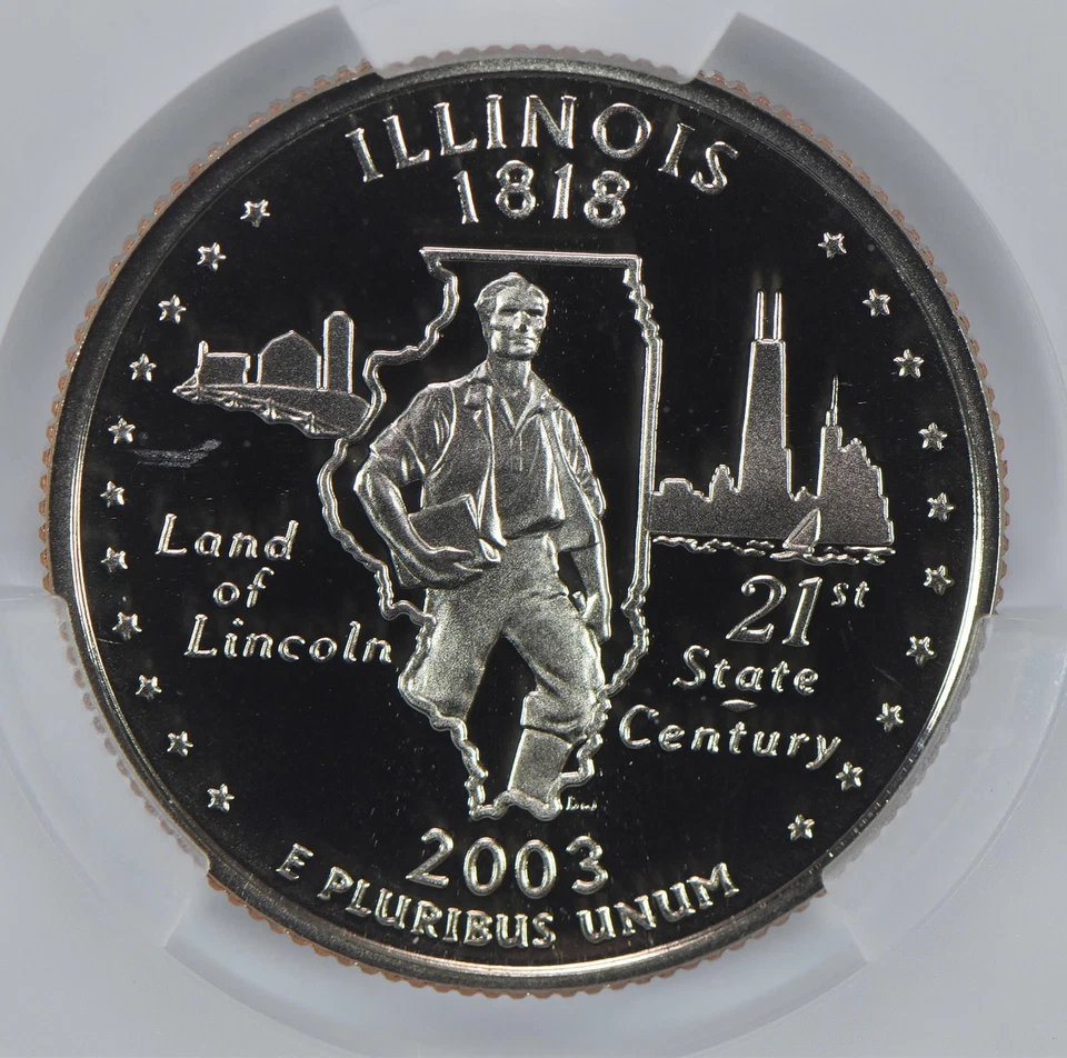 2003-S Washington State Quarter Illinois CLAD PR69 DCAM CAC CACg *6649 - Image 3 of 4